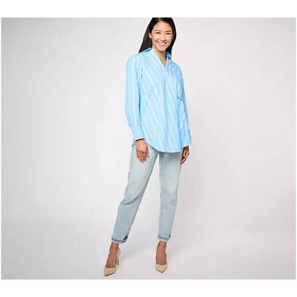 Studio Park White x Leah Williams Woven Collared Wrap Shirt Size XX-Small - Picture 3 of 7